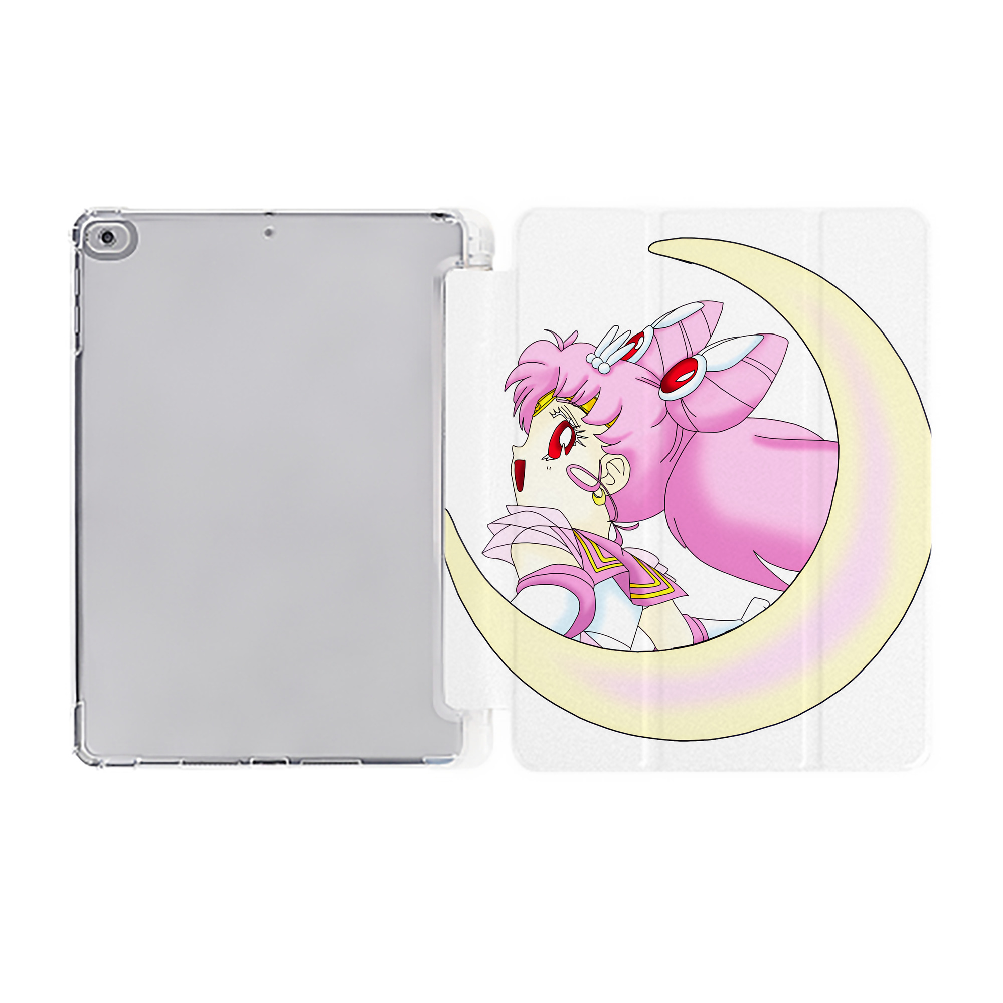 （画像用） 美少女戦士セーラームーン ちびうさ Sailor Moon Chibiusa Tsukino Usagi Small Lady Serenity IPad ケース ペン収納付き 三つ折りスタンド PUレザー×シリコン 対応機種9.5/10.5/10.9インチ